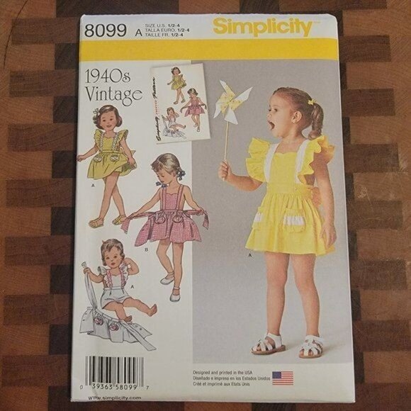 Simplicity 8099 - Uncut - 1940s Vintage Toddler - Sizes 1/2-4 - Picture 1 of 3